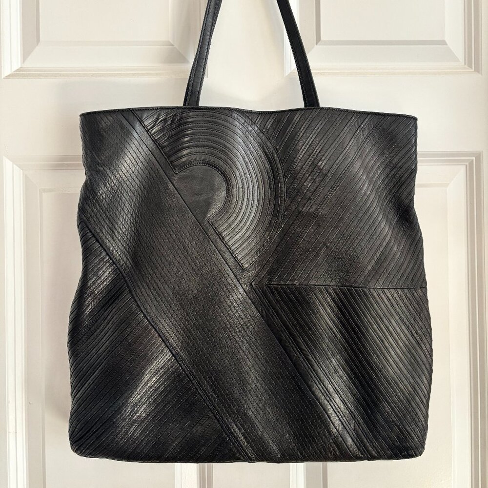 Reed Krakoff Geometric Shopper Tote in Black Leather
